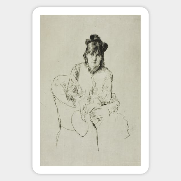 Portrait of Berthe Morisot by Marcellin Gilbert Desboutin Sticker by Classic Art Stall